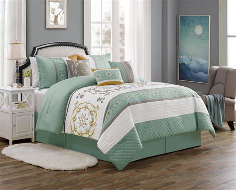 Hgmart Bedding Comforter Set Bed In A Bag 7 Piece Luxury Embroidery