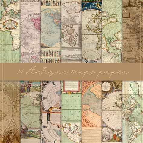 Antique Maps Digital Paper Vintage Maps Junk Journal Maps Etsy