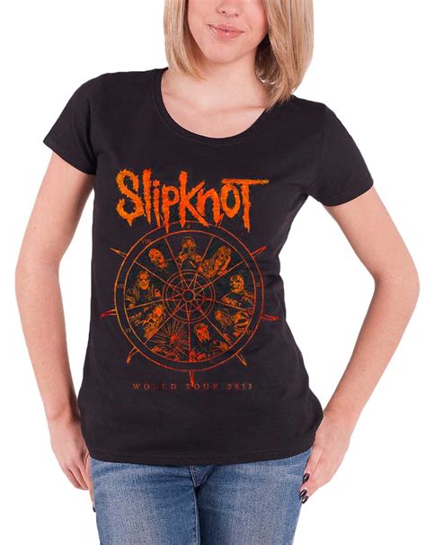 Slipknot T Shirt Womens The Wheel Tour 2015 New Official Roll Sleeve