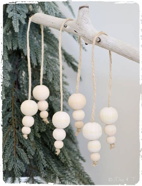 Wood Bead Christmas Bauble Dangling Ornament Decoration Wood Etsy