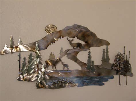 Custom Designed Metal Wall Sculpture Of Deer In Mountain Etsy