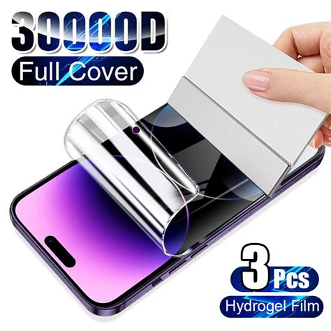 For Iphone 14 Pro Max Screen Protector 3pcs Full Cover Hydrogel Film For Iphone 14 13 12