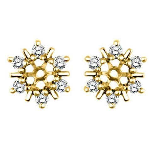 10k Gold Round Cluster Stud Earring Jackets With Cubic Zirconia 048
