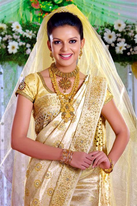 Traditional Indian Kerala Christian Bride Wearing Bridal Saree And