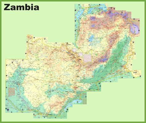 Mapa De Zambia Con Las Ciudades Mapa De Zambia Mostrando Todos Los