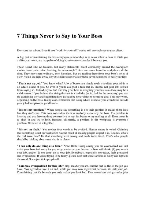 7 Things Never To Say To Your Boss