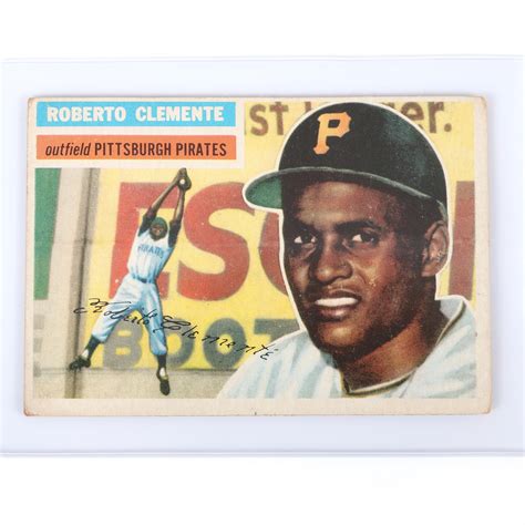 Lot 1956 Topps Roberto Clemente Baseball Card 33 Vg Vgex Crease Free