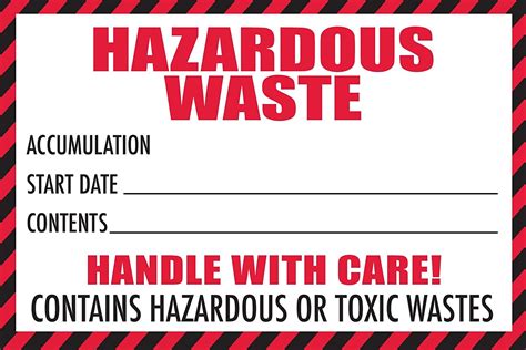 Hazardous Waste Label With Handle With Care Pack Red And White