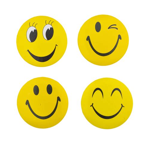 4 Piece Assorted Yellow Smiley Face Pin Brooch Set