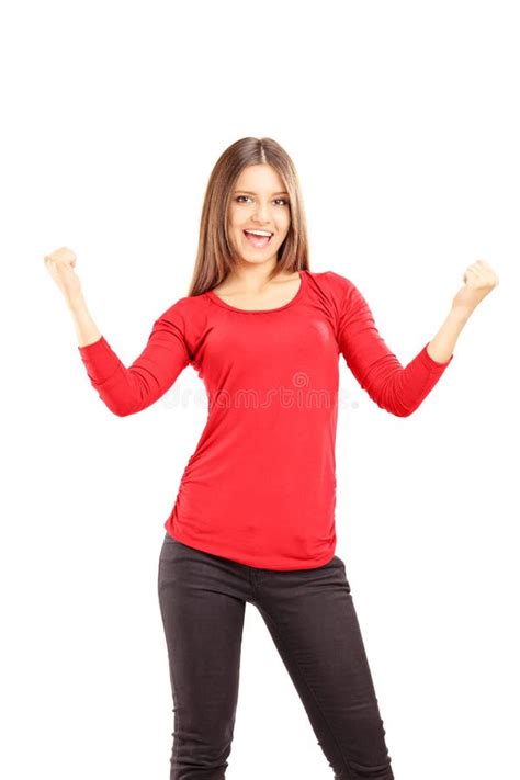 Smiling And Happy Young Woman Gesturing Happiness Stock Image Image