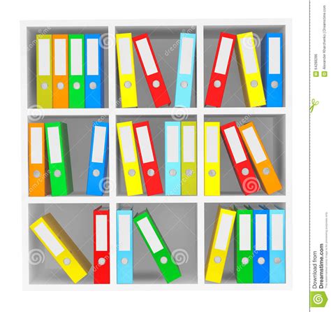 Office File Folders Standing On The Shelves Stock Illustration