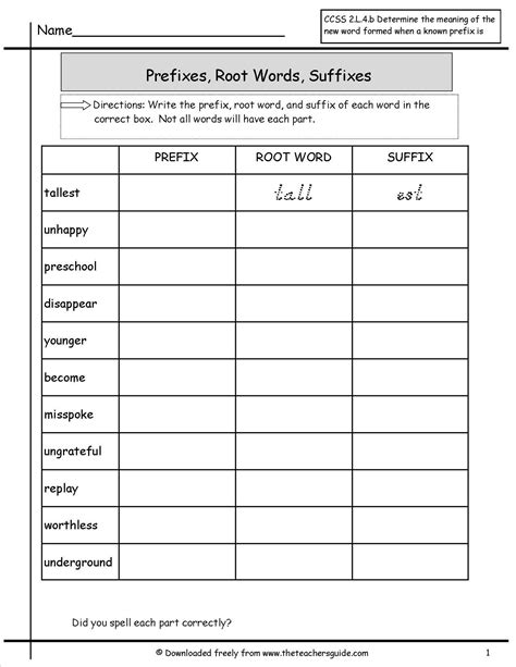 20 Prefix Suffix Worksheet 3rd Grade Desalas Template