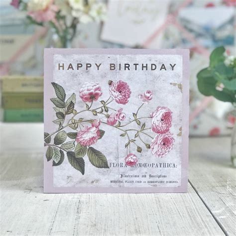 Perfect for friends & family to wish them a happy birthday on their special day. happy birthday vintage botanical gold greeting card by ...