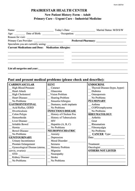 New Patient History Form Printable Pdf Download