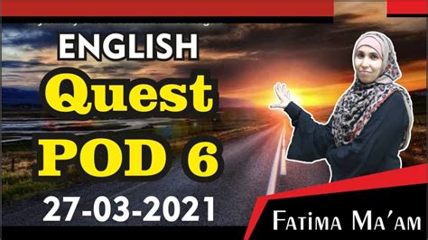 English Quest Bank Materiałów Testy - ENGLISH QUEST POD-6 || 27-03-2021 || Fatima Ma'am #SSA #Banking #MBA