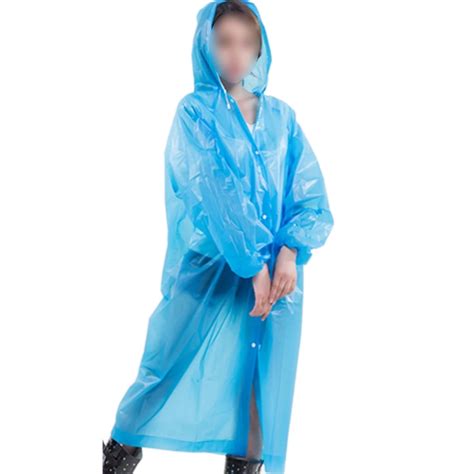 Wholesale Outdoor Travel Disposable Clear Plastic Raincoat With Button