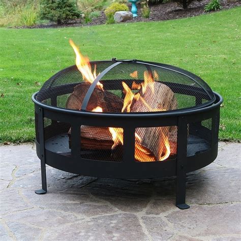 Shop Sunnydaze 30 Inch Bravado Mesh Wood Burning Fire Pit With Spark Screen Free Shipping