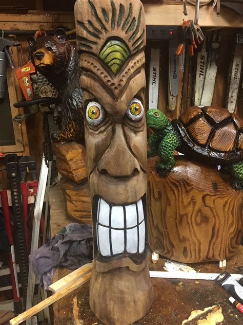 Pin By Jim Haggart Carvings On Carving Tiki Art Tiki Statues Tiki Totem