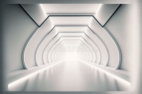 Abstract Of Futuristic Scifi Tunnel Corridor With White Light