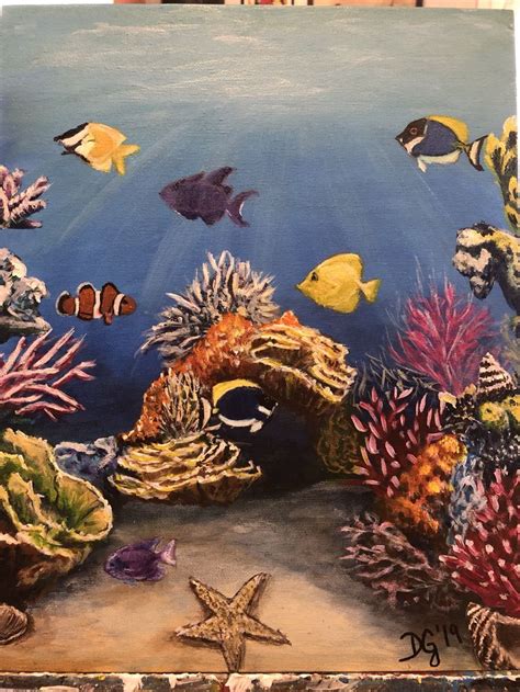 Under The Sea 2 Sea Painting Painting 11x14 Canvas