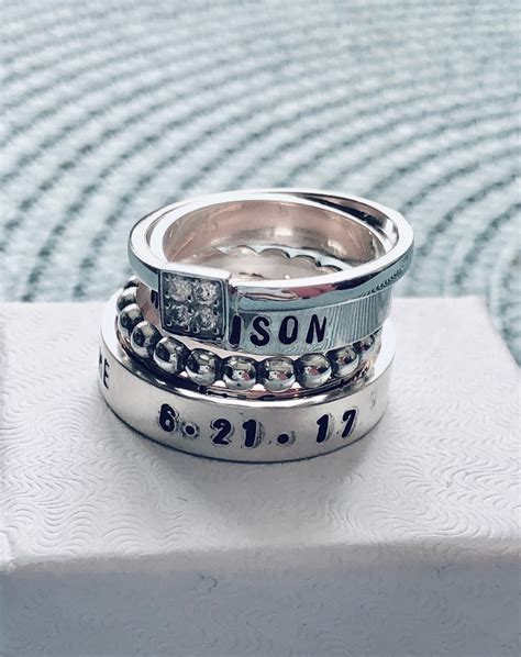 Stackable Personalized Name Cz Rings Kandsimpressions