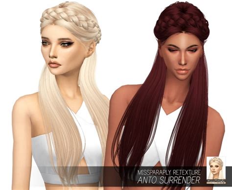 Sims 4 Hairs Miss Paraply Anto`s Surrender Hair Retextured
