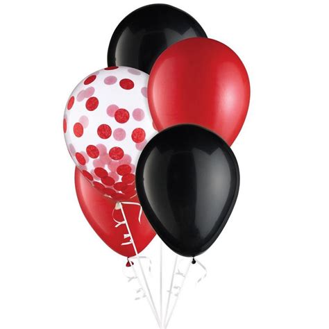 15ct 11in School Colors 3 Color Mix Latex Balloons Red Black