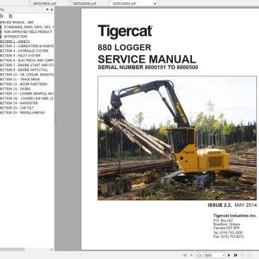 Tigercat Logger 880D 8800501 8801500 Operator Service Manual