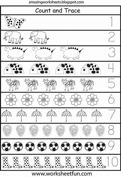 Worksheets Preschool Printable Tracing Trace Count Number