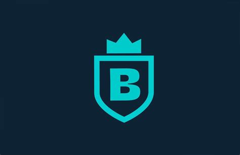 B Blue Shield Alphabet Icon Logo For Company With Letter Creative