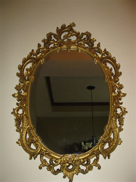 Large Ornate Syroco Wall Mirror Oval Shape Plastic Framed 29 X 19