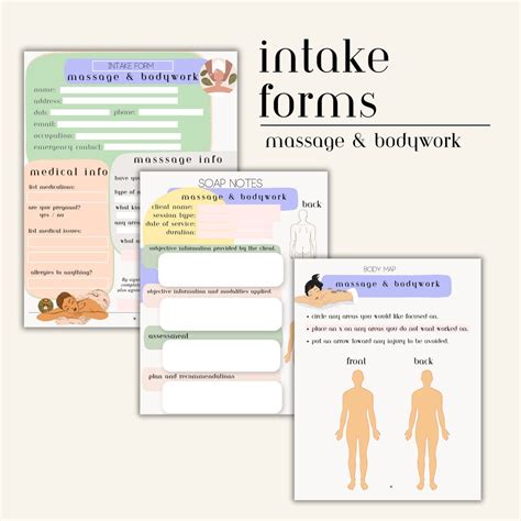 Massage Intake Form Soap Notes Body Map Printable Worksheets Therapy Worksheets Etsy