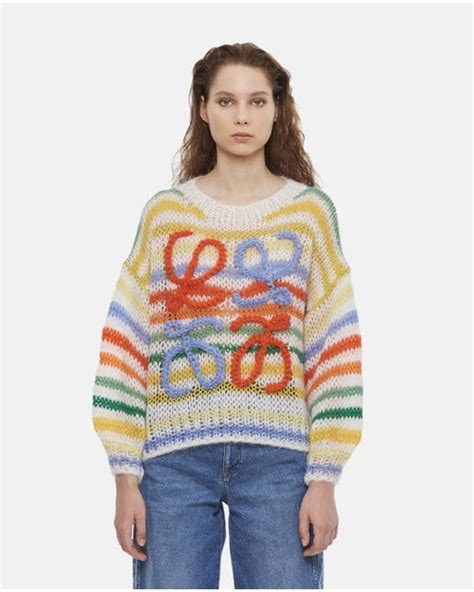 Loewe Striped Embroidered Mohair Sweater In White Lyst