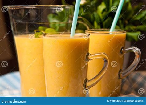 Homemade Orange Banana Juice Still Life Stock Photo Image Of Care