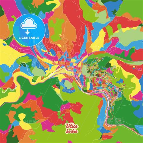 Užice Zlatibor Serbia Crazy Colorful Map Print Template Colorful