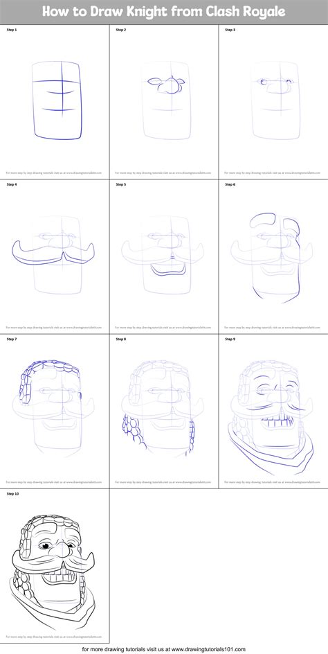 How To Draw Knight From Clash Royale Printable Step By Step Drawing Sheet