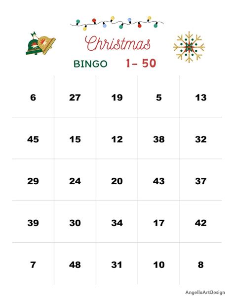 50 Cute 1 50 Christmas Bingo Cards Printable Pdf Download Etsy