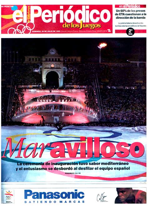 En La Prensa De Aquel Día Julio Inauguración De Los Xxv Juegos Olímpicos En Barcelona En 1992