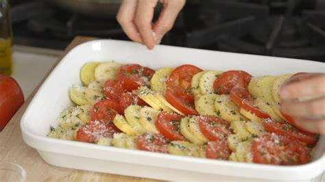 Video Layered Tomatoes Squash And Potato Recipe Martha Stewart