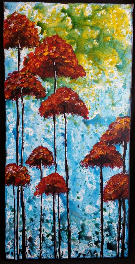 Abstract Tree Original Alcohol Acrylic On Canvas By Artist Teresa
