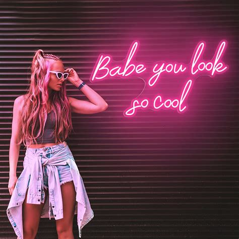 Amazon Com Babe You Look So Cool Neon Sign Led Light Kool Neon Sign Babe Cave Neon Sign Chill