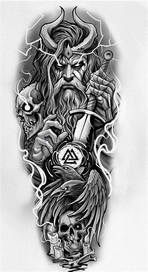 Pin By Ag Tyas On Ig Viking Tattoo Sleeve Viking Warrior Tattoos Full Sleeve Tattoo Design