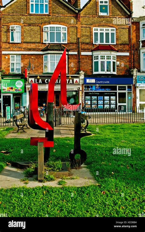 Sculpture And Shops Catford London Stock Photo Alamy