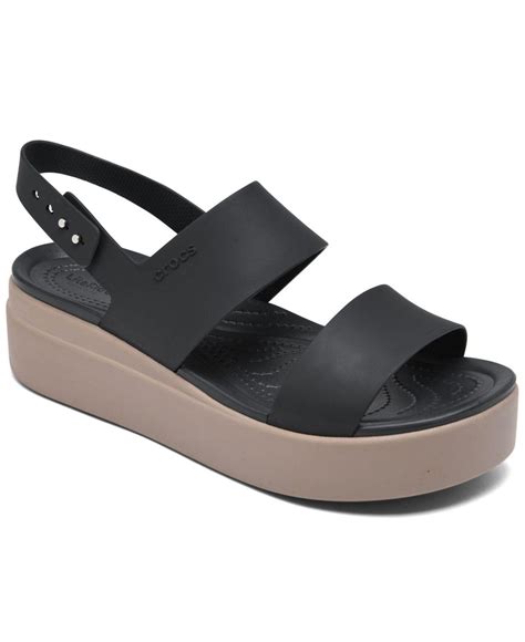 Crocs™ Synthetic Brooklyn Low Wedge Sandals From Finish Line In Black