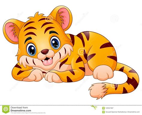 The Little Tiger Make A Happy Stock Vector Illustration Of Hello