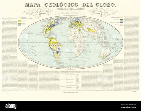 Historic Map Mapa Geologico Del Globo Proyeccion Homalografica My Xxx