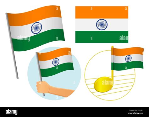 India Flag Icon Set National Flag Of India Illustration Stock Photo