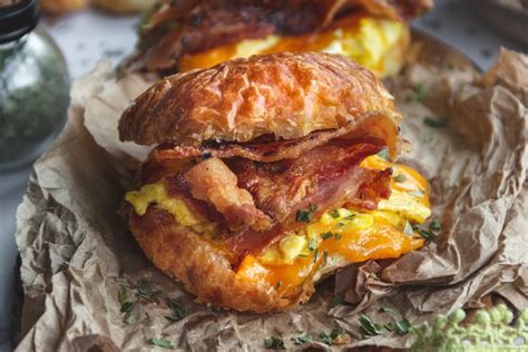 Bacon Eggs And Cheese Croissant Sandwiches Sandras Easy Cooking