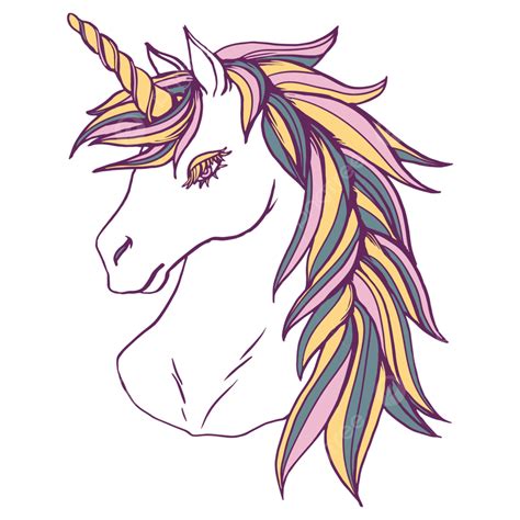 Unicorn Head Illustration Hand Drawn Vector Isolated Web Unicorn