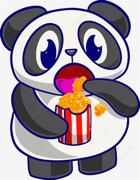 Cartoon Baby Panda Eat Popcorn Cartoon Panda Popcorn Png And Vector